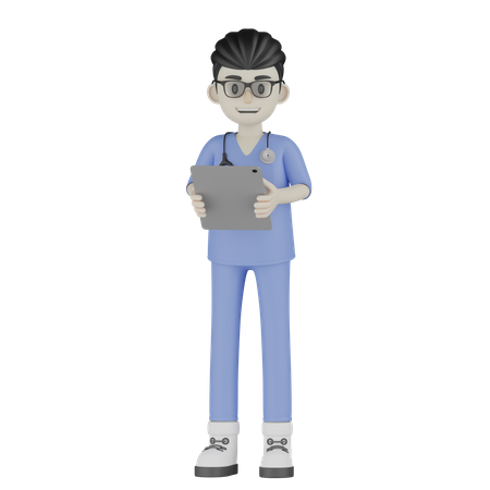Doctor Holding Clipboard  3D Illustration