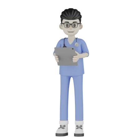 Doctor Holding Clipboard  3D Illustration