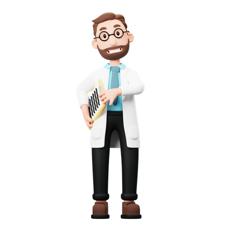 Doctor holding document  3D Illustration