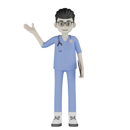 Doctor Holding File  3D Illustration