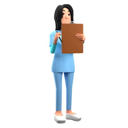 Doctor Holding Health Report  3D Illustration