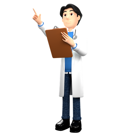 Doctor Holding Health Report  3D Illustration