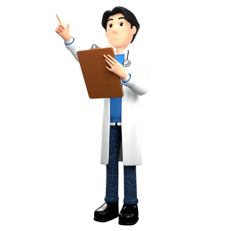 Doctor Holding Health Report  3D Illustration