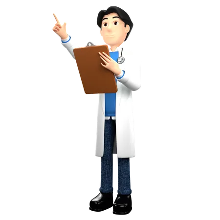 Doctor Holding Health Report 3D Illustration