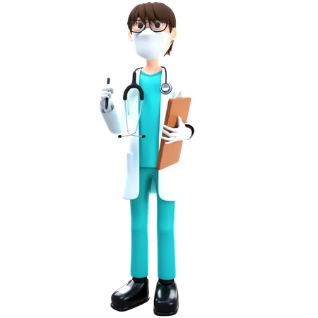 Doctor Holding Health Report  3D Illustration