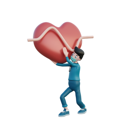 Doctor holding heart  3D Icon