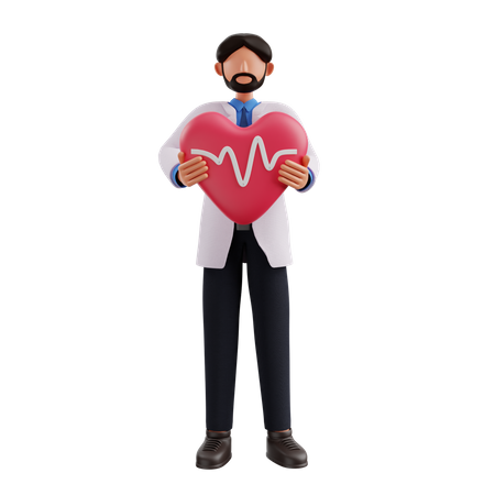 Doctor holding heart  3D Illustration