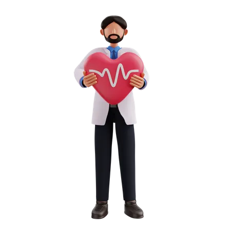 Doctor holding heart  3D Illustration