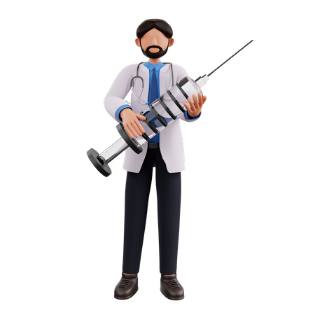 Doctor holding injection 3D Illustration