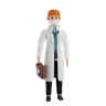 3d doctor holding medical kit illustration