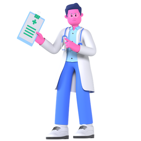 Doctor Holding Medical Record  3D Icon
