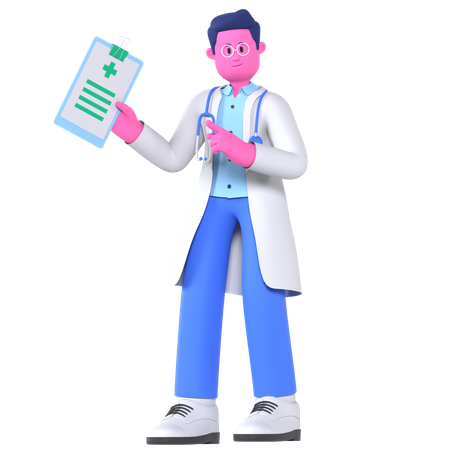 Doctor Holding Medical Record  3D Illustration