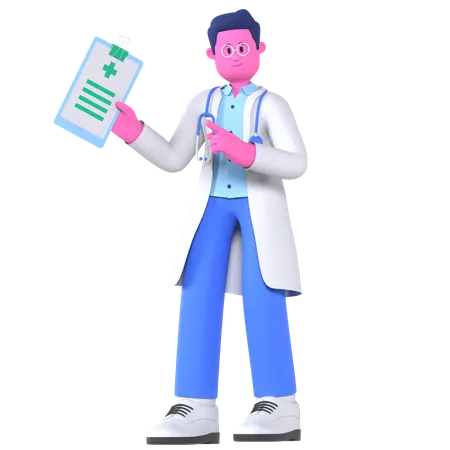 Doctor Holding Medical Record  3D Illustration