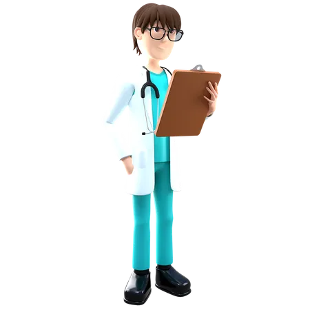 Doctor Holding Medical Report  3D Illustration