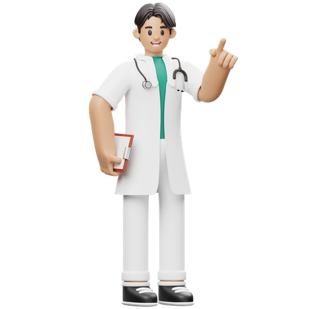 Doctor holding medical report and Explaining about medical report  3D Illustration