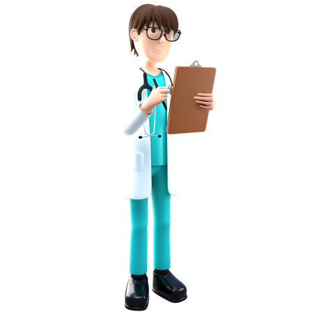 Doctor Holding Medical Report Clipboard  3D Illustration