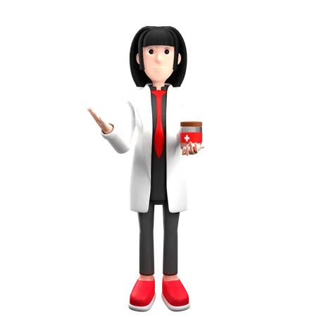Doctor sosteniendo medicina  3D Illustration
