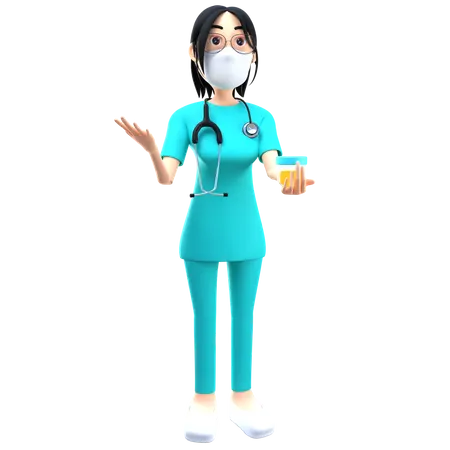 Doctor Holding Medicine  3D Illustration