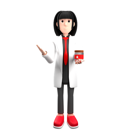 Doctor Holding Medicine 3D Illustration