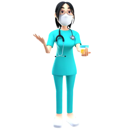 Doctor Holding Medicine 3D Illustration