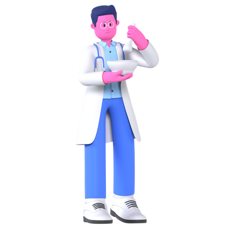Doctor Holding Mortar  3D Icon