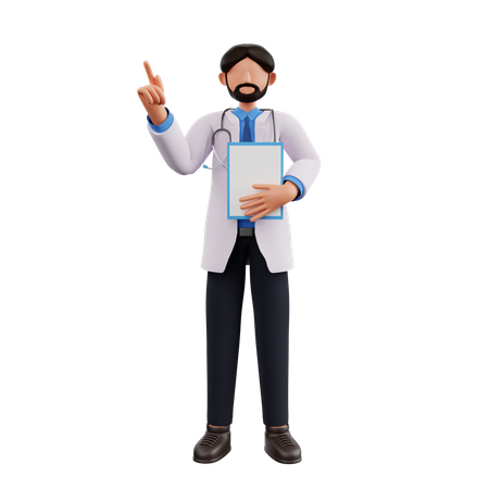 Doctor holding patient report 3D Illustration