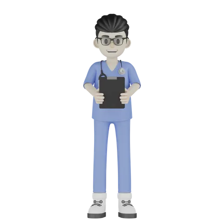 Doctor Holding Report  3D Illustration