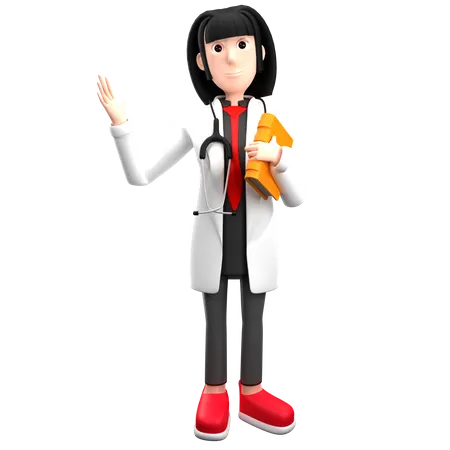Doctor Holding Report 3D Illustration