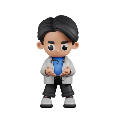 Doctor Holding Something  3D Illustration