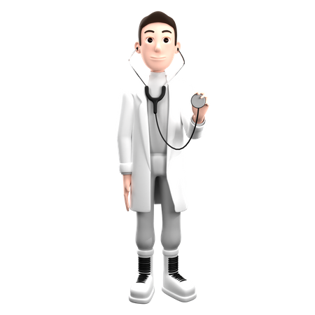 Doctor Holding Statoscope  3D Illustration