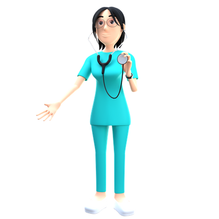 Doctor Holding Statoscope  3D Illustration