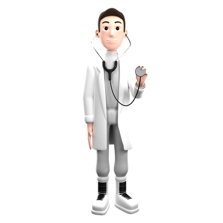 Doctor Holding Statoscope 3D Illustration