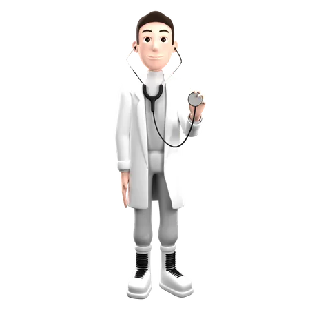 Doctor Holding Statoscope  3D Illustration
