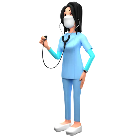 Doctor Holding Statoscope 3D Illustration