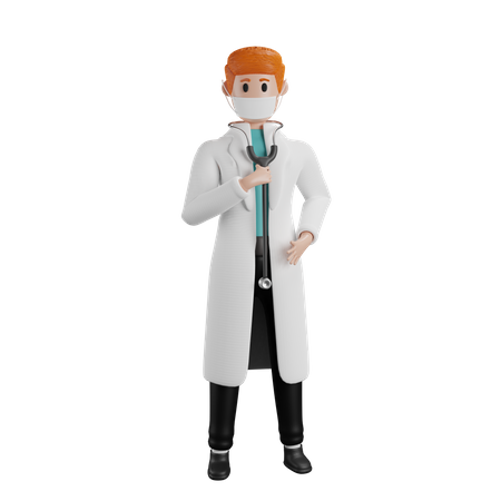 Doctor holding stethoscope  3D Icon
