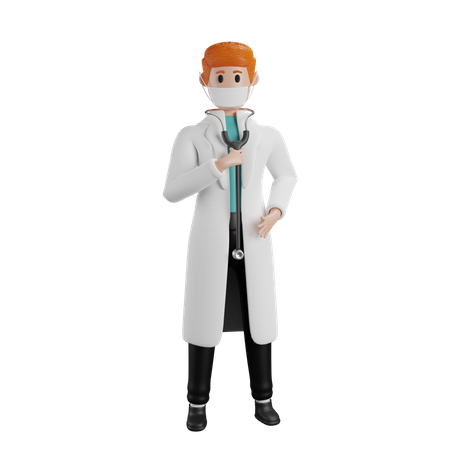 Doctor holding stethoscope 3D Illustration