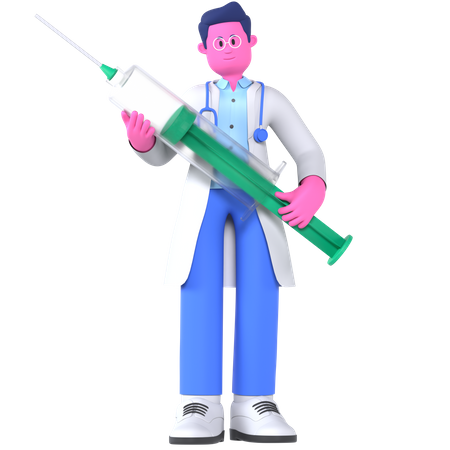 Doctor Holding Syringe  3D Icon