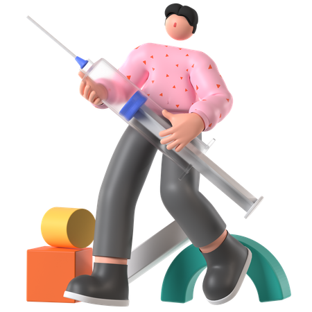 Doctor holding Syringe  3D Illustration