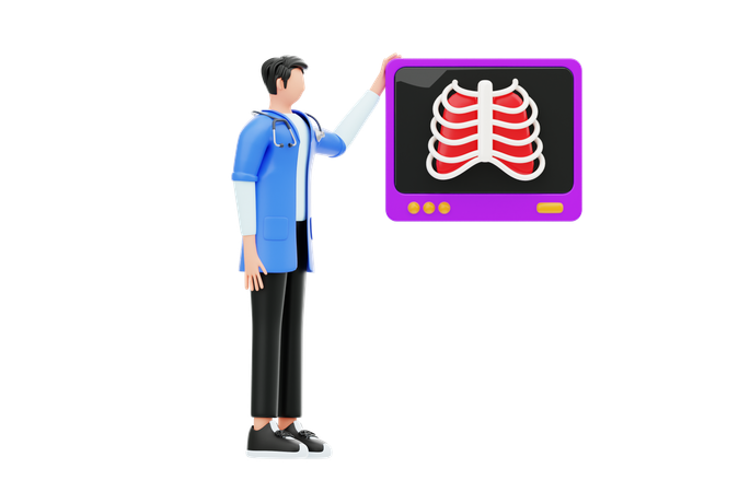 レントゲン写真を持つ医師  3D Illustration