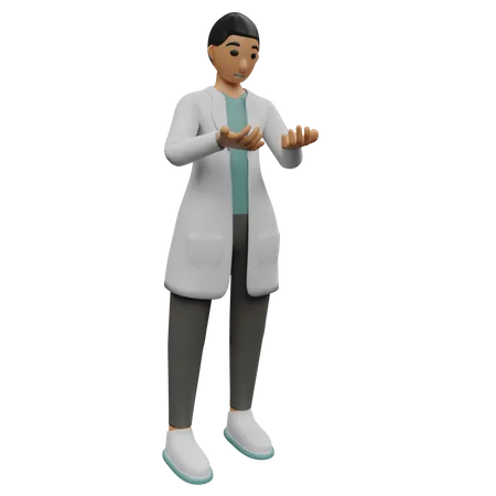 Doctor masculino mirando sus manos  3D Icon