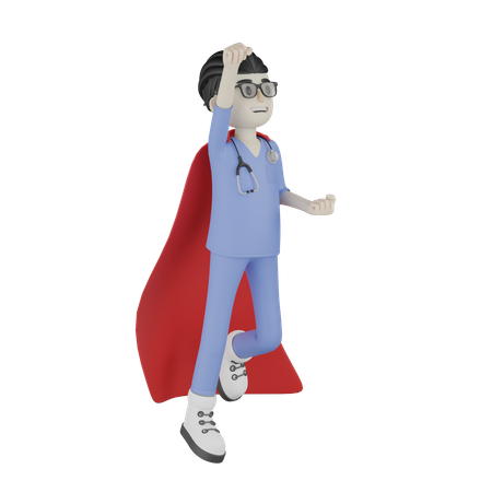 Doctor In Air  3D Illustration
