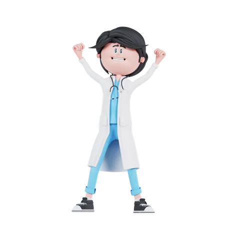 Doctor in happy pose  3D Illustration