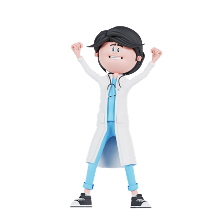 Doctor in happy pose  3D Illustration