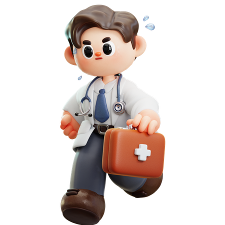 Doctor Is Carrying Medical Kit  3D Illustration