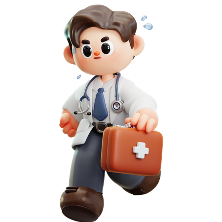 Doctor Is Carrying Medical Kit  3D Icon