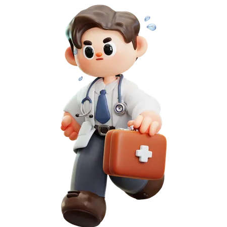 Doctor Is Carrying Medical Kit  3D Illustration