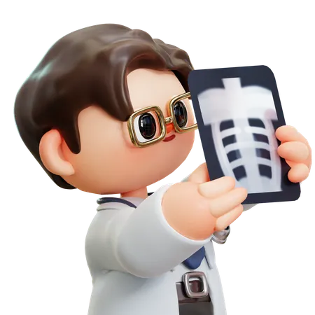 Doctor Is Checking X Ray  3D Illustration
