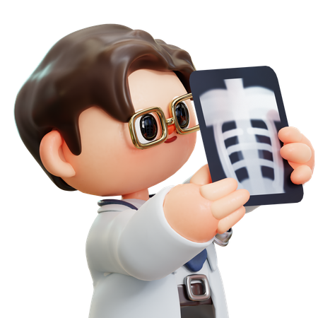 Doctor Is Checking X Ray  3D Icon