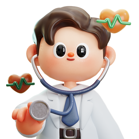 Doctor Is Examining Patient With Stethoscope  3D Illustration