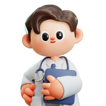 Doctor Is Holding Medical Report Clipboard  3D Icon